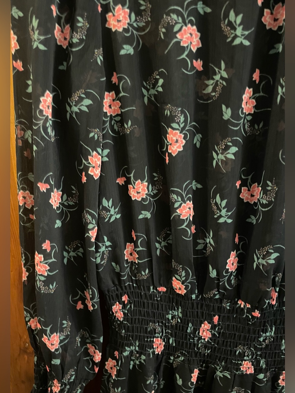 Vintage English Factory Black Floral Long-Sleeve Maxi Dress - Picture 3 of 13